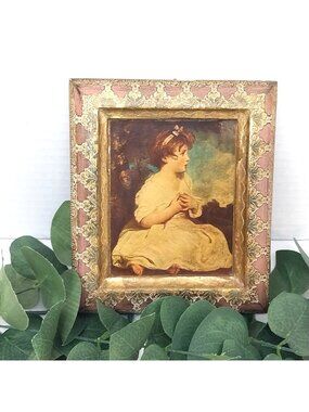 Vintage Florentine Framed Print "Age Of Innocence" By Reynolds Ornate Gold